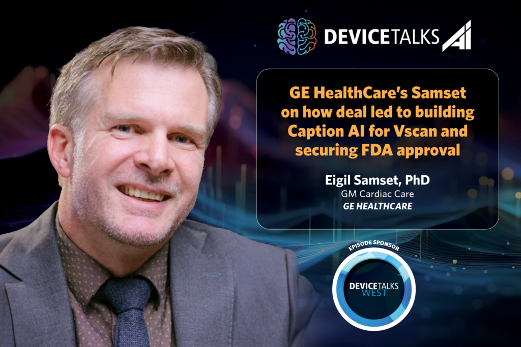 GE HealthCare’s Samset on how deal led to building Caption AI for Vscan and securing FDA approval, DeviceTalks AI episode artwork